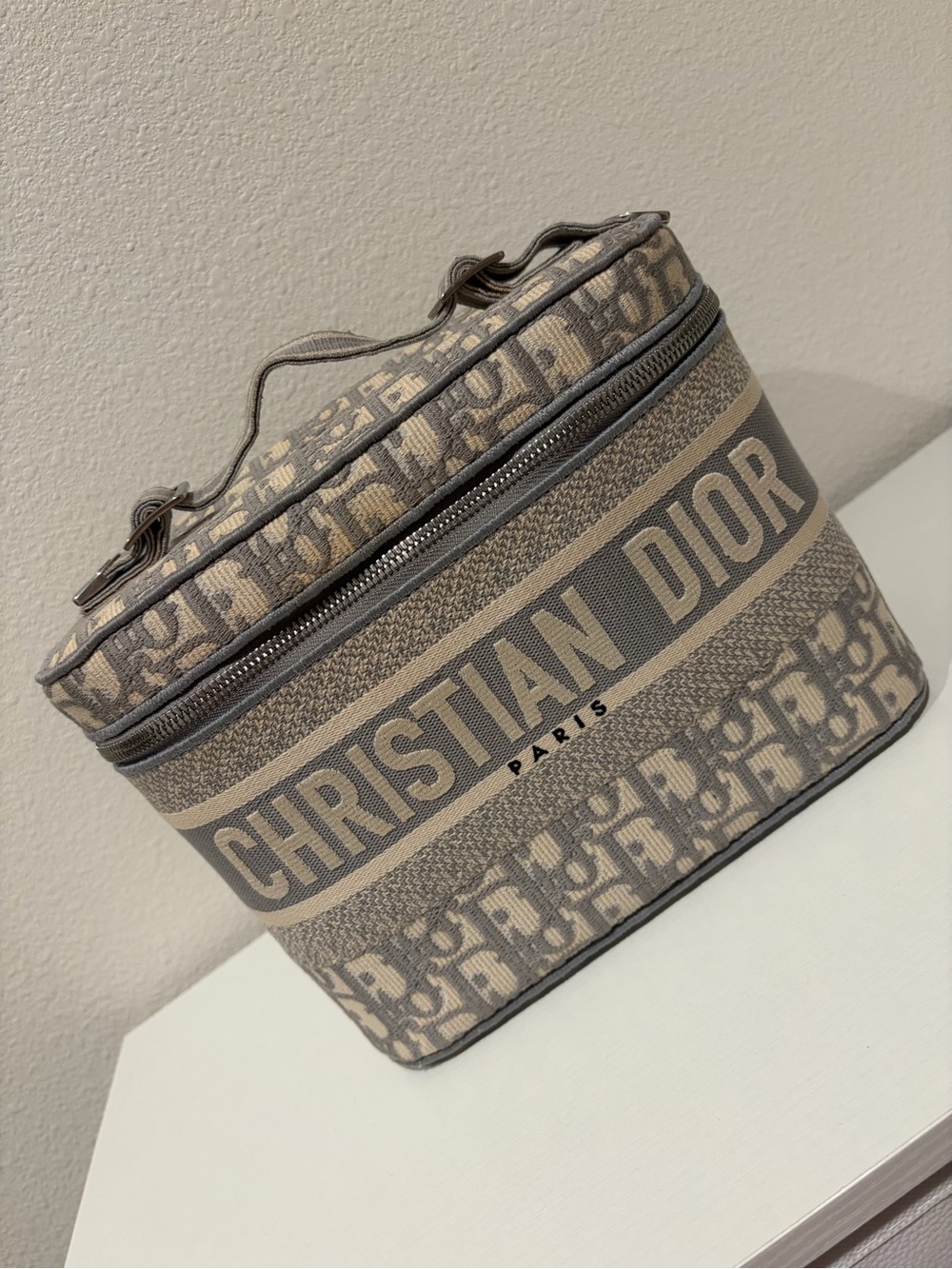 Dior Taupe & Gray Christian Dior Canvas Toiletry Case